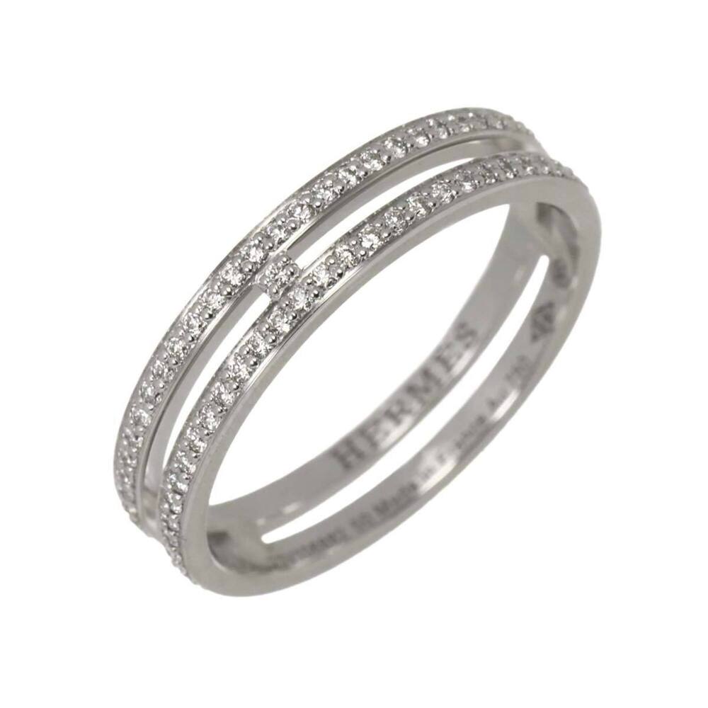 Hermes Alianne PM #50 Ring, Full Diamond, 18K White Gold (750)